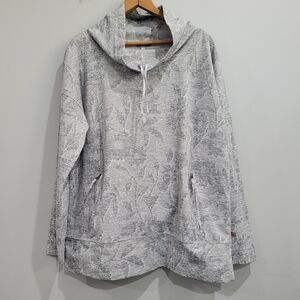 T by Talbots Floral Pullover Grey Cowl Neck With Pockets